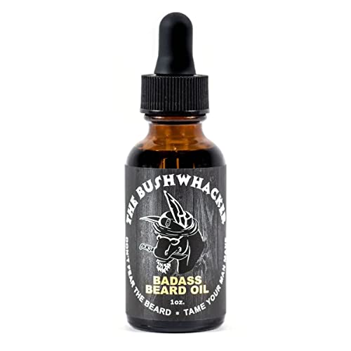 Badass Beard Care Beard Oil For Men - The Bushwhacker Scent 1 Oz - All Natural Ingredients Keeps Beard And Mustache Full Soft An