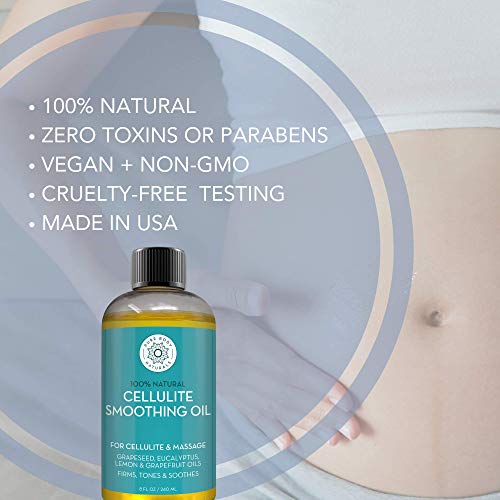 Pure Body Naturals cellulite Massage Oil, 8 fl oz  100% Natural cellulite Oil for Thighs and Butt  chemical Free cellulite Oil M
