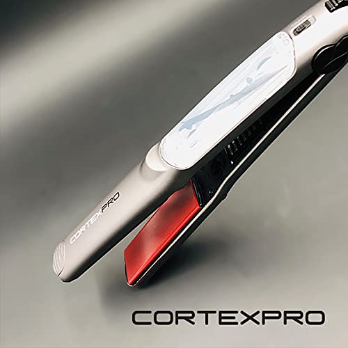 Cortex Professional Vapor Flat Iron - Vapor Mist Thermolon Ceramic Plates - Argan Infusion Steamliner - Professional Hair Straig