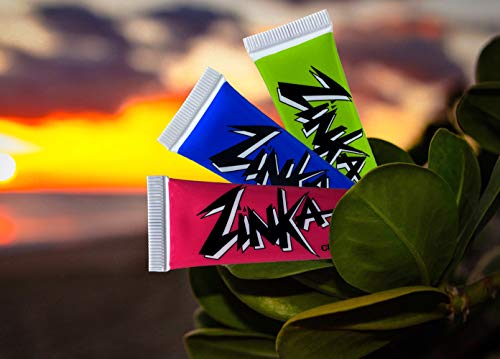 Zinka Colored Sunblock Zinc Waterproof Nosecoat 3 Pack Bundle 0.6 Ounce Tube - Blue Pink Green