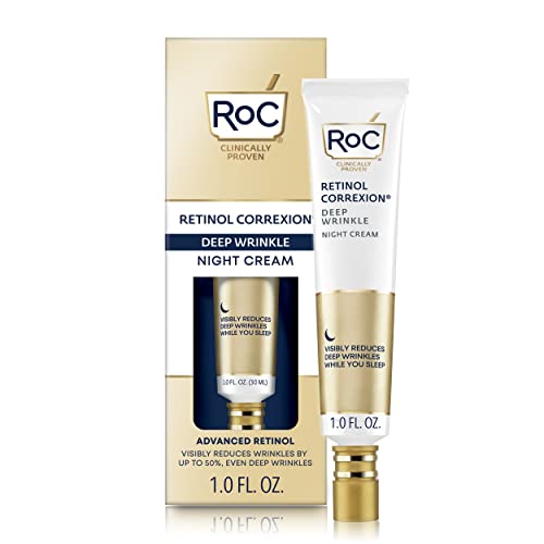 RoC Retinol Correxion Deep Wrinkle Anti-Aging Night Cream, Daily Face Moisturizer with Shea Butter, Glycolic Acid and Squalane,