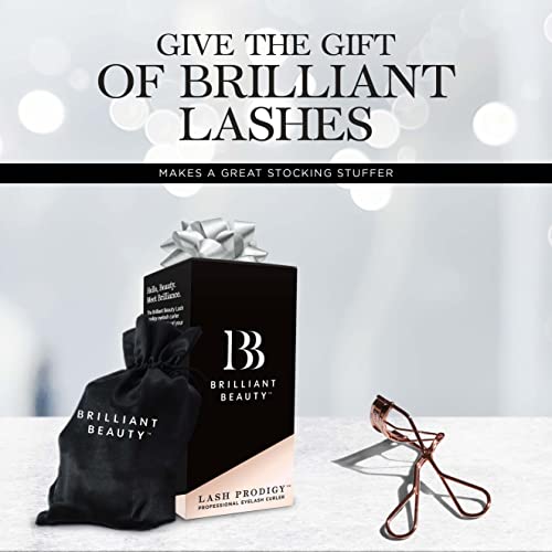 Brilliant Beauty Eyelash curler with Satin Bag & Refill Pads - Award Winning - No Pinching, Just Dramatically curled Eyelashes f