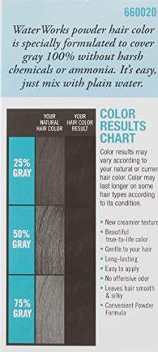 Water Works Water Activated Permanent Powder Hair Color For Men And Women, 20 Black