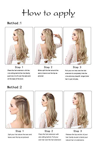 Sarla Hair Extensions Invisible Wire Dirty Blonde Highlight Wavy Curly Synthetic Hairpieces Balayage For Women Long 18 Inch Adju