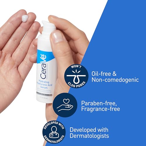 Cerave Hyaluronic Acid Serum For Face With Vitamin B5 And Ceramides | Hydrating Face Serum For Dry Skin | Fragrance Free | 1 Oun