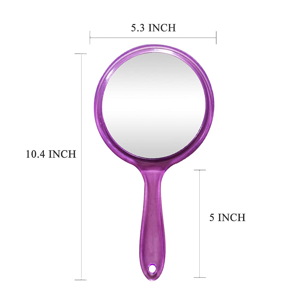 Topyhl Makeup Hand Mirror, Double-Sided 3X 1X Magnifying Large Travel Handheld Mirror Cosmetic Mirror Acrylic Clear Finish Round