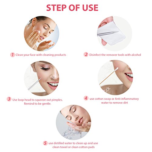 JPNK 6 PCS Blackhead Remover Comedones Extractor Acne Removal Kit for Blemish, Whitehead Popping, Zit Removing for Nose Face Too