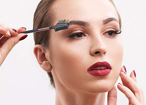 Kooba Makeup Eyebrow Brush & Eyelash Comb 2 Pcs, Portable Eye Powder Foundation Brush, Beauty Cosmetic Tool For Professional And