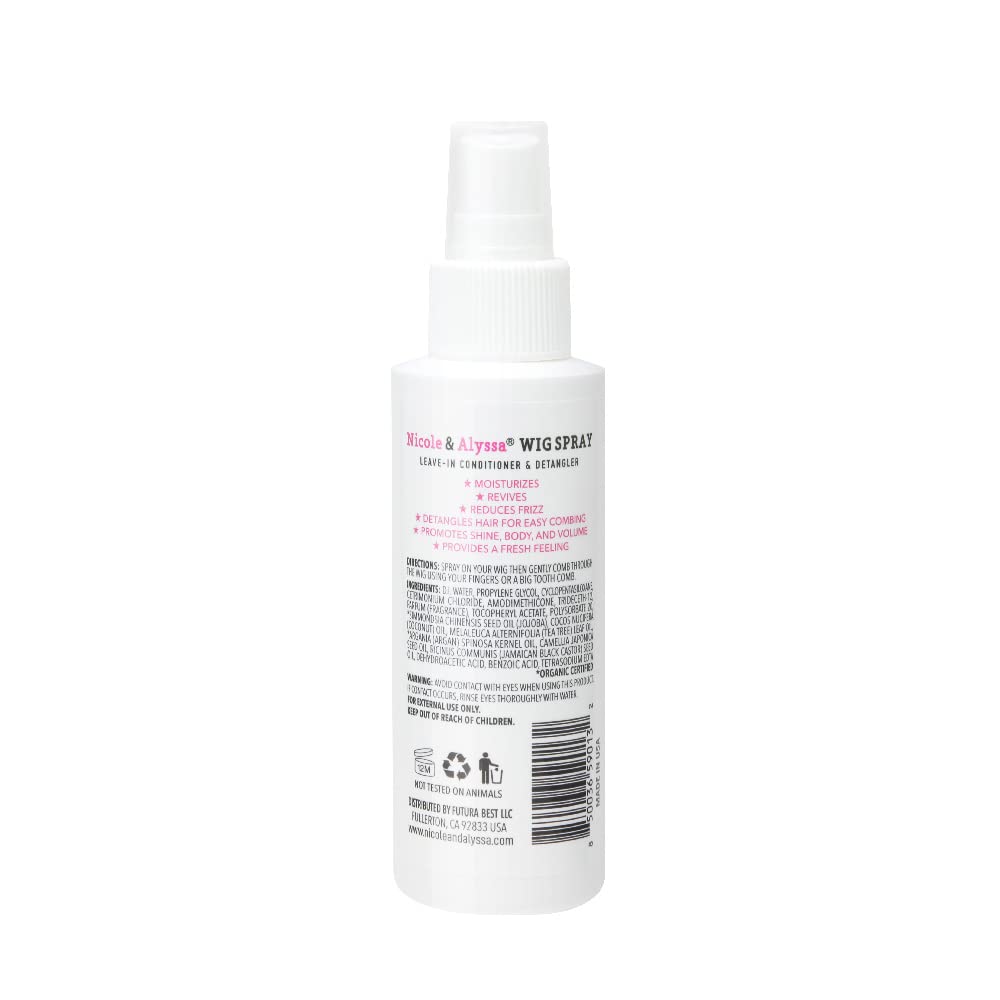 Nicole & Alyssa - Wig Spray For Synthetic Hair - Leave-In Conditioner, Detangler, Moisturizer (Travel Size - Pack Of 1)