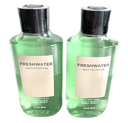 Bath And Body Works Mens Collection Freshwater 2 In 1 Hair And Body Wash 10 Oz. 2 Set.