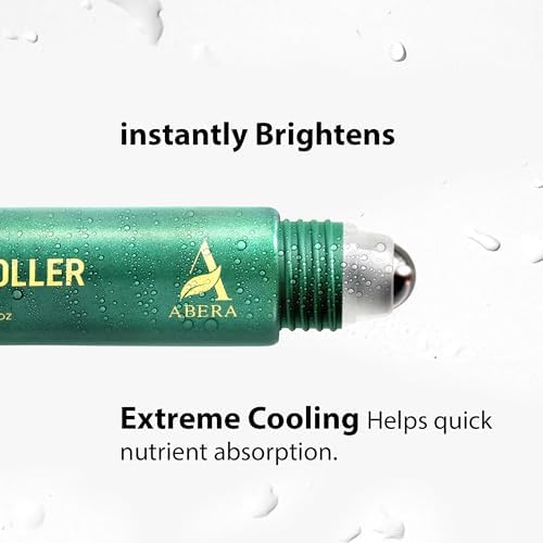 Abera Eye Roller Serum For Men - Eye Bags, Dark Circles & Puffiness Treatment - Mint Essence With Vitamin C & Peptides 0.34 Fl O