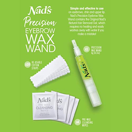 Nad'S Eyebrow Shaper Wax Kit Eyebrow Facial Hair Removal Delicate Areas Cotton Strips, Cleansing Wipes, 0.2 Ounce (Pack Of 1)