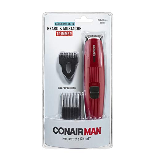 ConairMAN Beard Trimmer for Men Includes Nose and Ear Hair Trimmer and 5-Position Comb Attachment, 4 piece Men's Grooming Kit, C