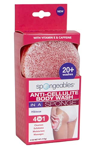 Spongeables Anti Cellulite Body Wash In A 20+ Wash Sponge, Hibiscus, 1 Count