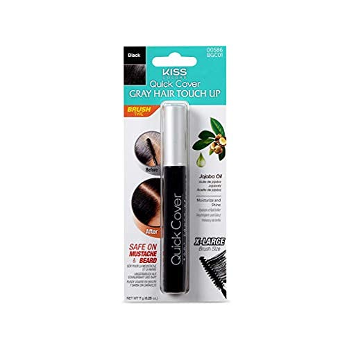 Kiss Quick Cover Natural Herbal Color Change Shampoo 3 Pouches (2 Pack, Shampoo&Mascara (Natural Black))