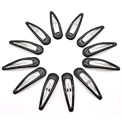 Dofash 5Cm/2In Epoxy Snap Hair Clips For Women Snap Clips For Hair Barrettes Hair Grips Hair Accessories 12 Count/Black Amber