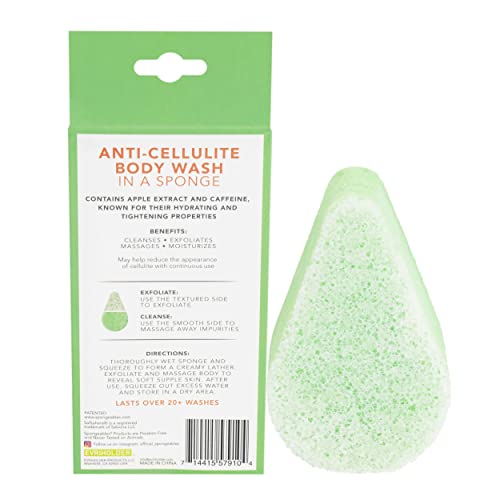 Spongeables Anti Cellulite Body Wash In A 20+ Wash Sponge, Apple, 3 Count