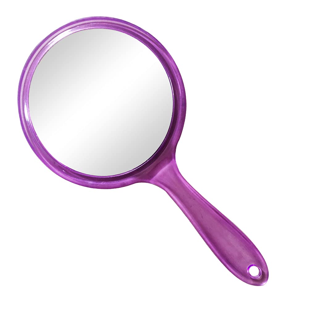 TOPYHL Makeup Hand Mirror, Double-Sided 3X 1x Magnifying Large Travel Handheld Mirror Cosmetic Mirror Acrylic Clear Finish Round