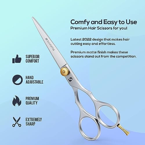 Suvorna 6'' Hair Scissors For Professional, Barber & Hairdresser - Hair Shears For Cutting, Trimming, Grooming, Precision, Facia