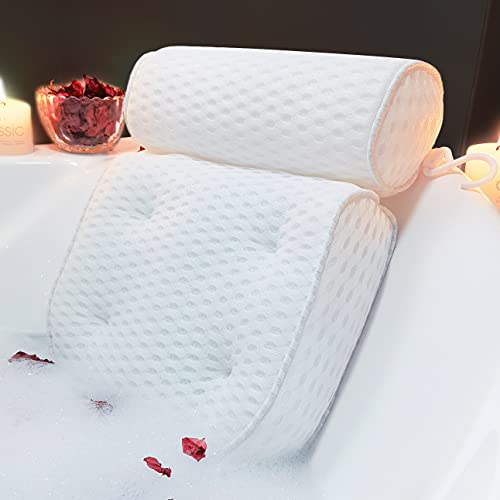 Aeroivi Bathtub Pillow Headrest Bath Pillows For Tub Neck And Back Support With Non Slip Suction Cups Spa Bath Cushion Relaxing