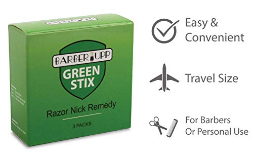 BARBERUPP Styptic Stick Shave Accessories (Green Stix, 3 Pack) Stops Bleeding For Razor Nicks For Men & Women - Sanitary and Gre