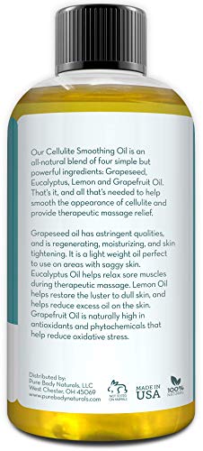 Pure Body Naturals cellulite Massage Oil, 8 fl oz  100% Natural cellulite Oil for Thighs and Butt  chemical Free cellulite Oil M