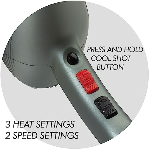 Sam Villa Lightweight & Quiet Ionic Professional Hair Dryer With Variable Speed & Temperature, Sea Smoke
