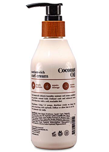 Oliology Coconut Oil Curl Cream - Defines & Enhances Curls & Waves | Botanically Infused | Conditions & Reduces Frizz | Made in