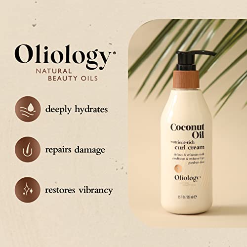 Oliology Coconut Oil Curl Cream - Defines & Enhances Curls & Waves | Botanically Infused | Conditions & Reduces Frizz | Made in