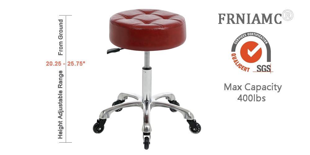 Frniamc Rolling Salon Stool- With Wider Comfy Round Seat- Height Adjustable Swivel Heavy-Duty Chair With Wheels For Medical Salo