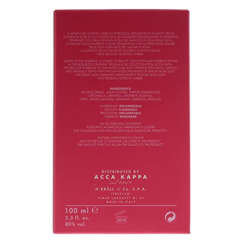 Acca Kappa Virginia Rose Eau De Cologne 3.3 Oz