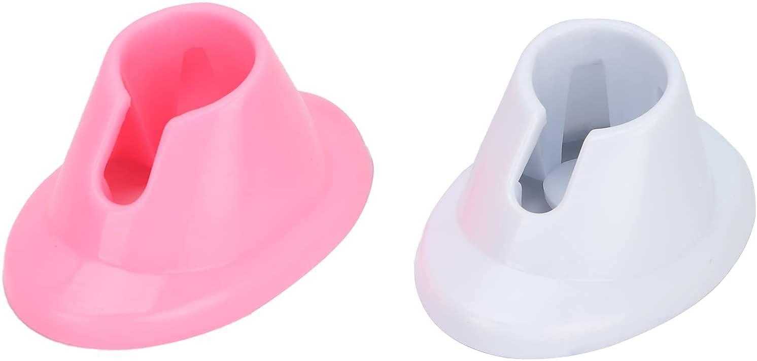 GANPUB 2Pcs Pink and White Soft Rubber Nail Polish Bottle Holder Nail Polish Stand Anti-Spill Nail Art Organizer Display Manicur