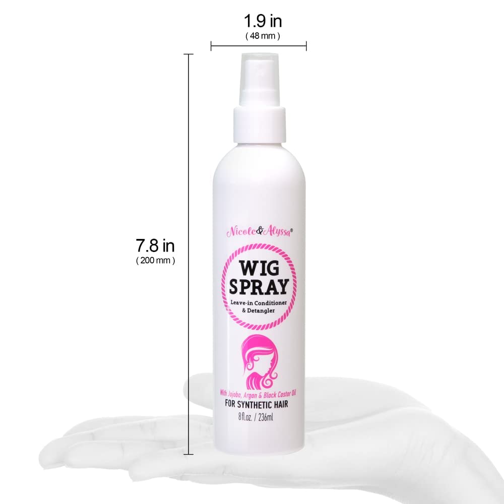 Nicole & Alyssa - Wig Spray For Synthetic Hair 8Oz - Leave-In Conditioner, Detangler, Moisturizer (Pack Of 2)