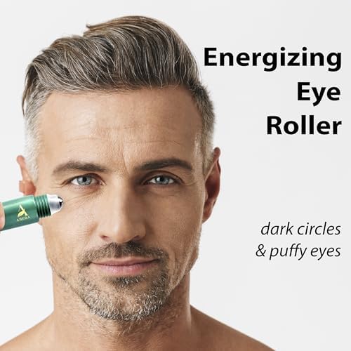 Abera Eye Roller Serum For Men - Eye Bags, Dark Circles & Puffiness Treatment - Mint Essence With Vitamin C & Peptides 0.34 Fl O