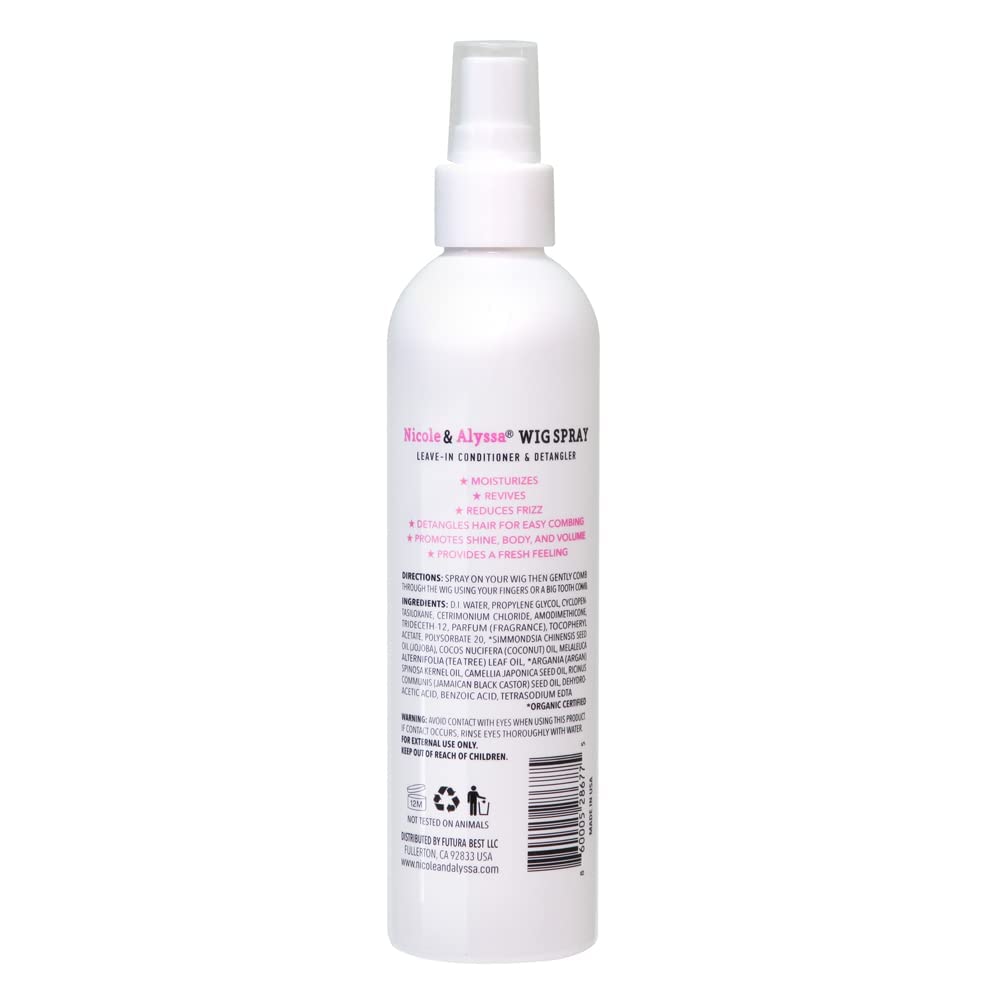 Nicole & Alyssa - Wig Spray For Synthetic Hair 8Oz - Leave-In Conditioner, Detangler, Moisturizer (Pack Of 2)