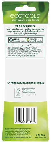 EcoTools Travel Kabuki Makeup Brush for Foundation, Blush, Bronzer, and Powder, Retractable, Green, Aluminum, Travel Friendly an