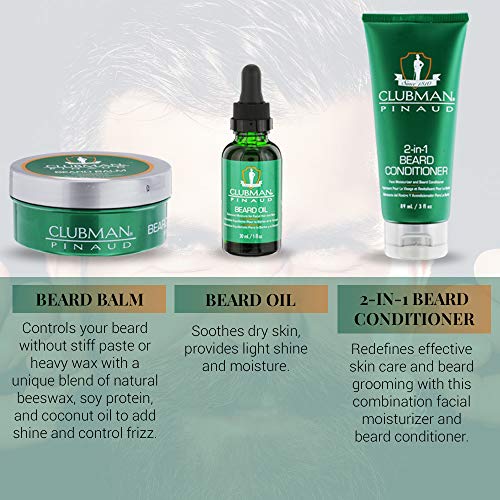 Clubman Pinaud Beard Kit, Includes Beard Conditioner, Beard Balm And Beard Oil