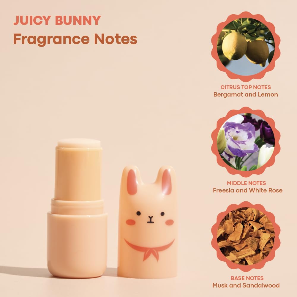 Tonymoly Pocket Bunny Bar Women Perfume Stick, Fragrance Solid Stick Perfume For Women, Travel Size, Juicy Bunny