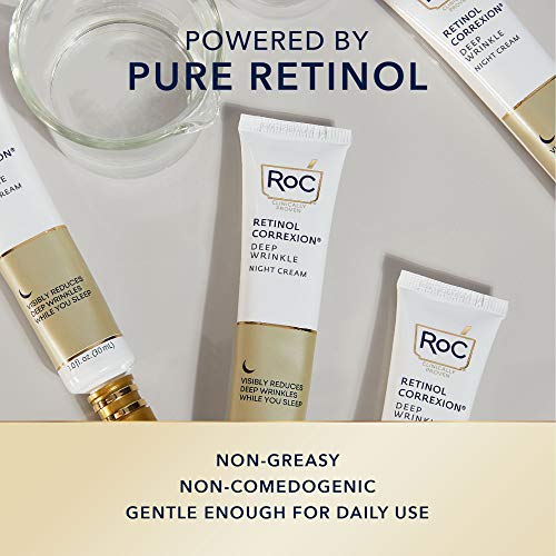 RoC Retinol Correxion Deep Wrinkle Anti-Aging Night Cream, Daily Face Moisturizer with Shea Butter, Glycolic Acid and Squalane,