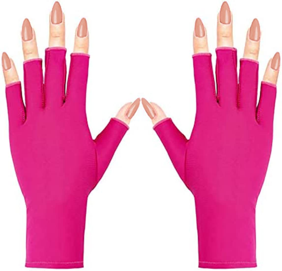 Cooslim Anti Uv Gloves For Gel Nail Lamp, Upf50+ Protection Gloves For Manicures, Uv Sun Protection Gloves For Women-Rose