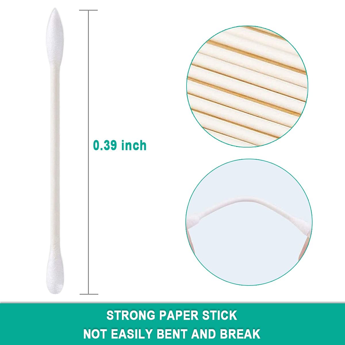 400 Pack Cotton Swab Individually Wrapped, Individually Wrapped Double Tipped Cotton Swabs Paper Sticks Cotton Buds(White, Round