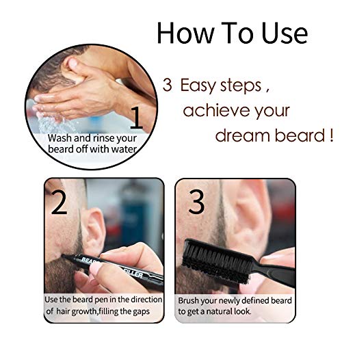 Hatiky Beard Pencil Filler For Men- Water Proof& Sweat Proof, Long Lasting -Beard Pen With A Micro-Fork Tip Applicator Creates N