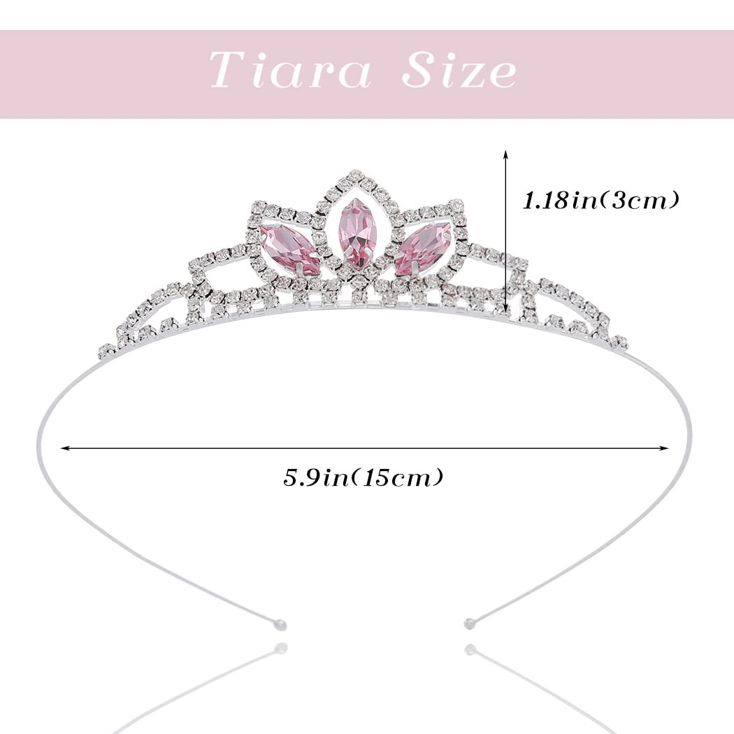 Kilshye Princess Silver Tiara And Crown Pink Crystal Tiaras Girls Pageant Crowns Rhinestone Birthday Headdress For Women And Gir