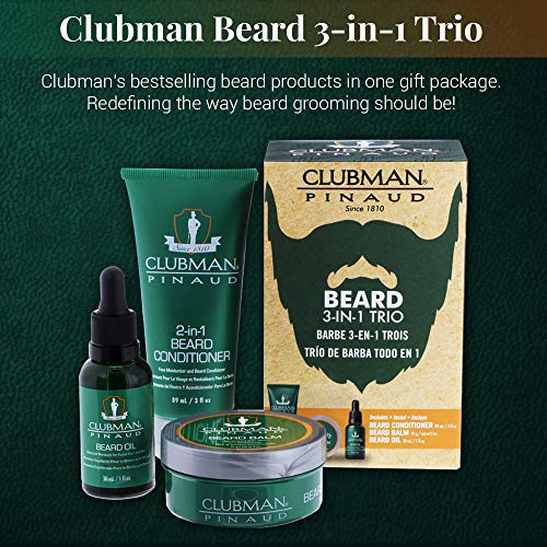 Clubman Pinaud Beard Kit, Includes Beard Conditioner, Beard Balm And Beard Oil
