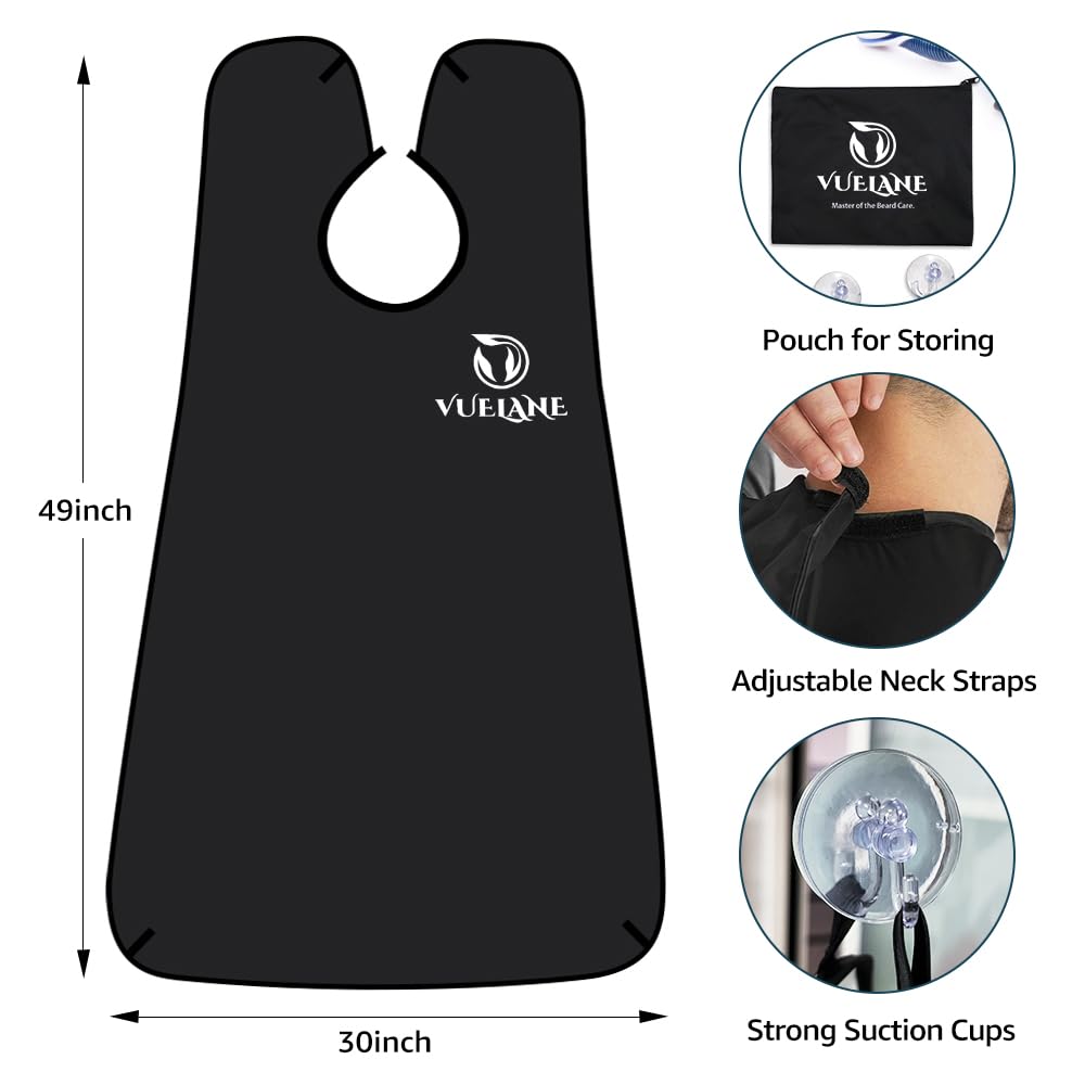 Vuelane Beard Bib - Beard Bib Hair Catcher For Men Shaving - Non-Stick Beard Bib Apron With Strong Suction Cups - Grooming Gifts