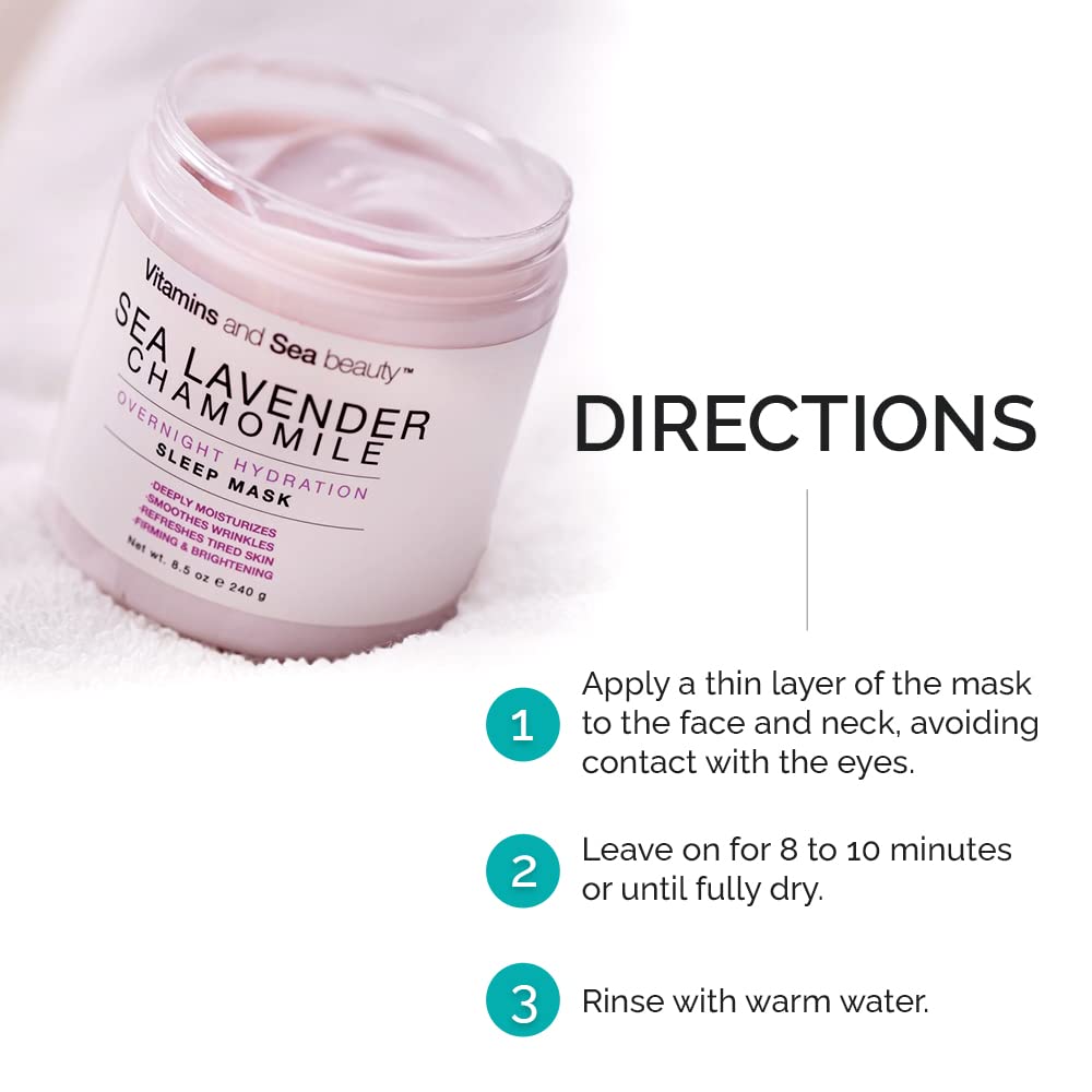 Vitamins And Sea Beauty, Hydrating Moisturizing Night Face Mask, Relaxing Overnight Facial With Sea Lavender And Chamomile, Skin
