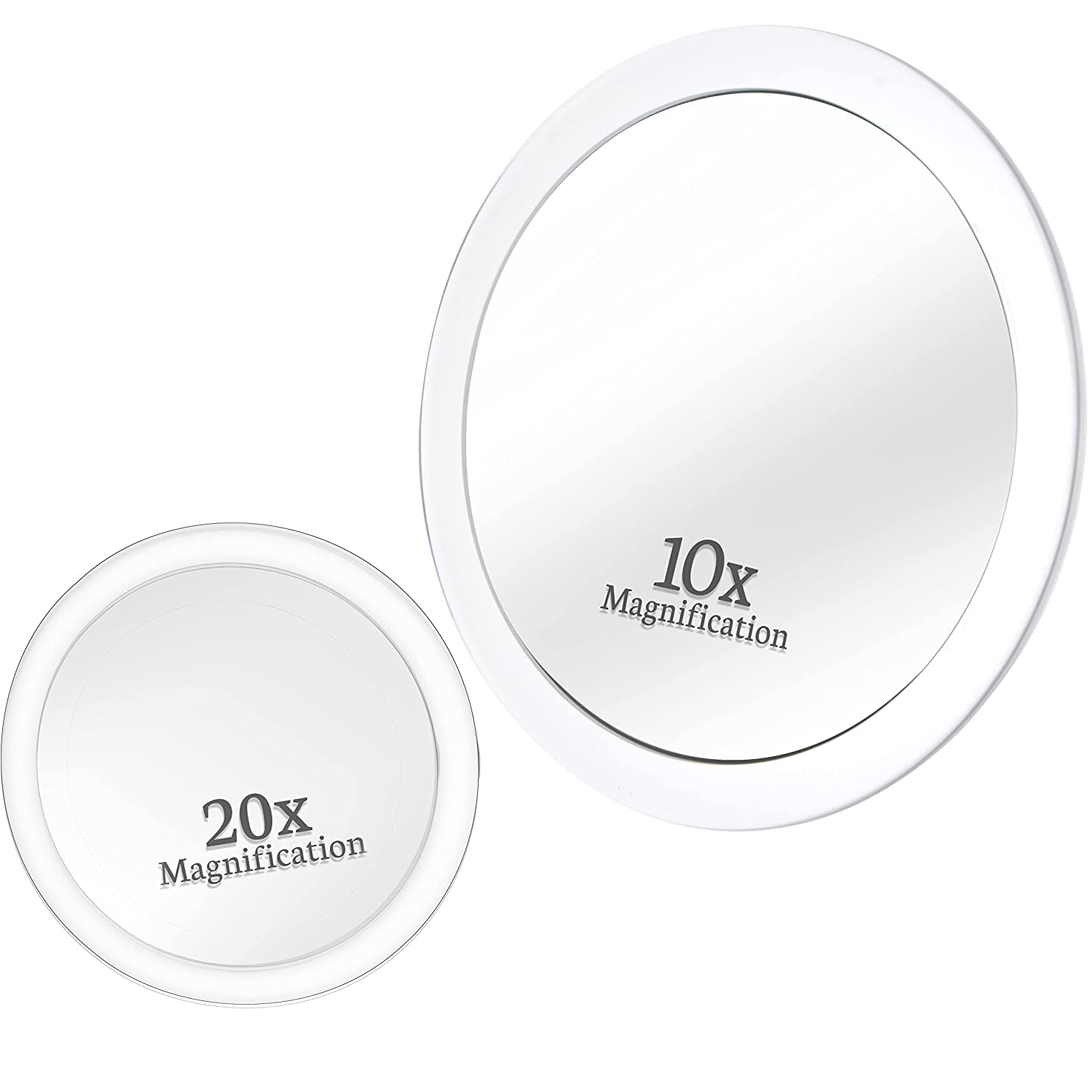Mirrorvana Magnifying Mirror Set Combo With 3 Suction Cups Each - Compact & Travel Ready (Glass (20X & 10X))