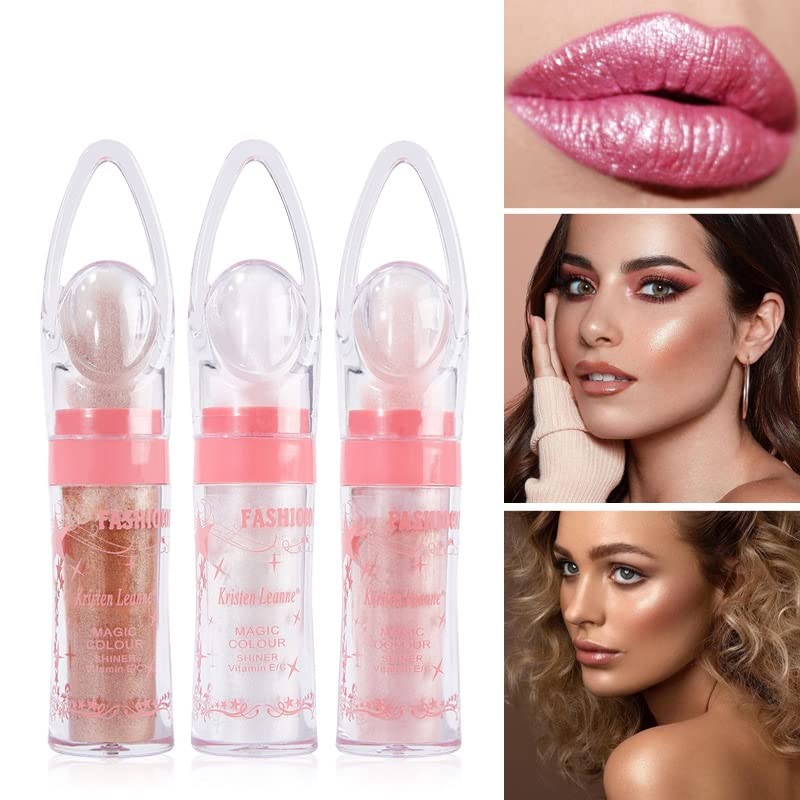 2 Pack Glitter Powder Highlighter Makeup, Body Brightens The Natural Three-Dimensional Face Blusher Patting Powder Highlighter.
