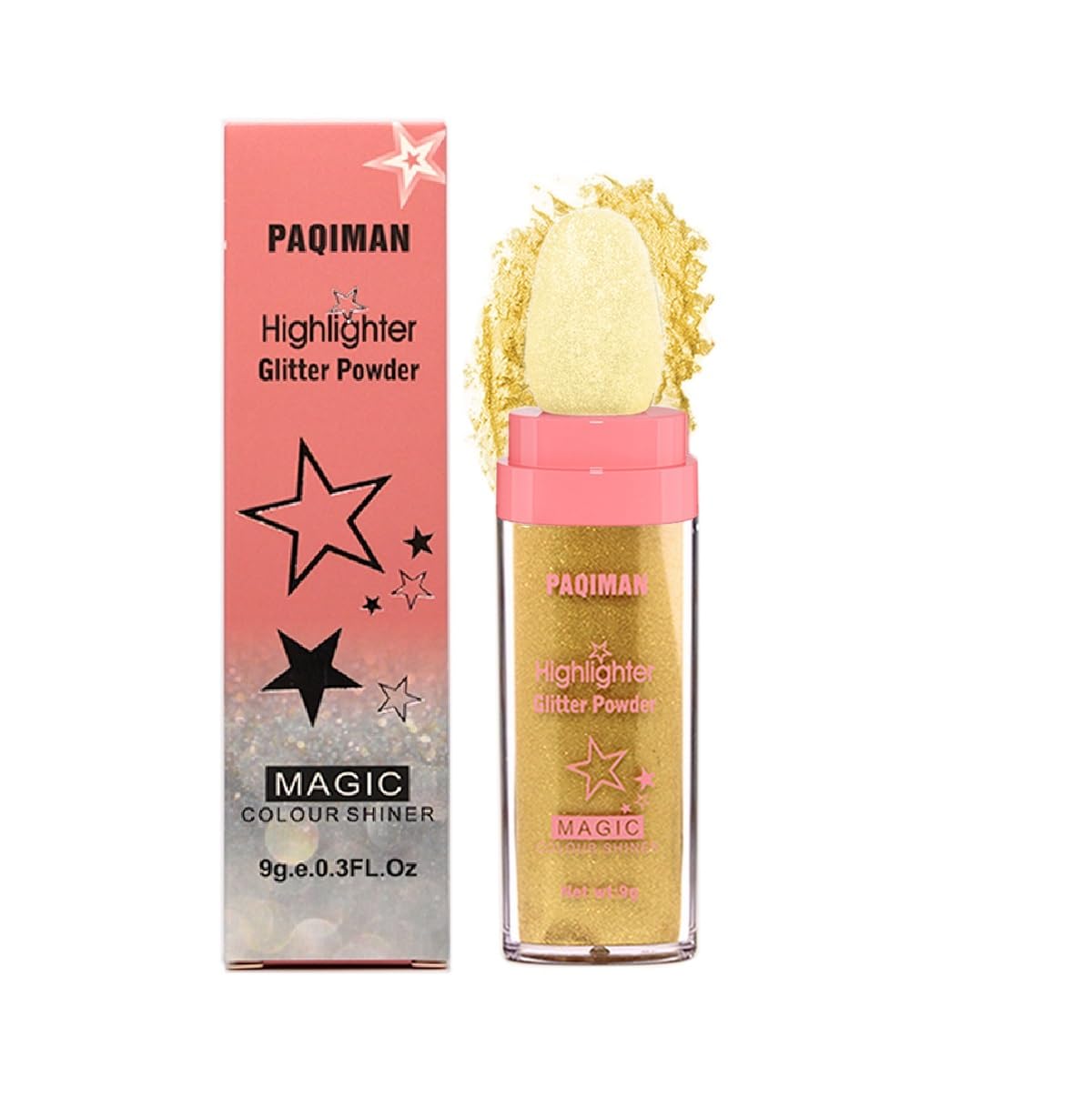 Highlighter Makeup Glitter Powder, Body Brightens the Natural Three-dimensional Face Blusher Patting Powder Highlighter. (05#Gol