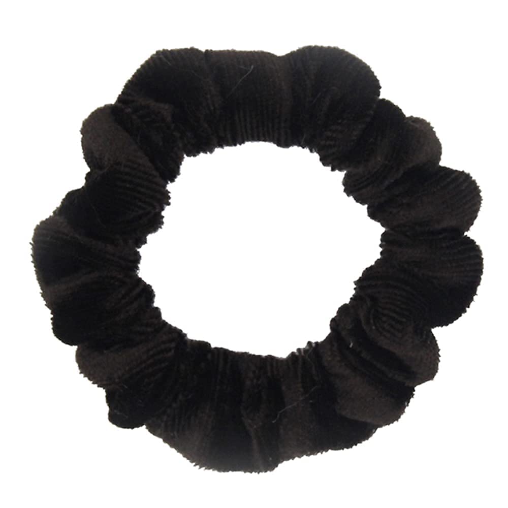 Pack Of 10 Small Velvet Scrunchies For Women Hair Accessories, Mini Thin Elastic Hair Ties (Black)